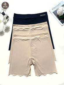 3pcs/Pack Women's Silky Seamless Anti-Chafing High Waist Safety Shorts, Thin Breathable Plain Panties - Multicolor - View 1