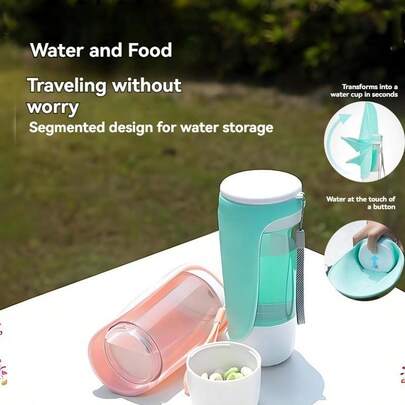 1pc Portable Dog Water Bottle & Food Feeder - Outdoor Pet Feeding Set For Small Dogs