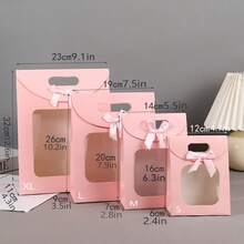 1 pieza Bolsa de regalo con lazo, estilo de ventana semitransparente, bolsa de regalo de cartulina blanca sólida