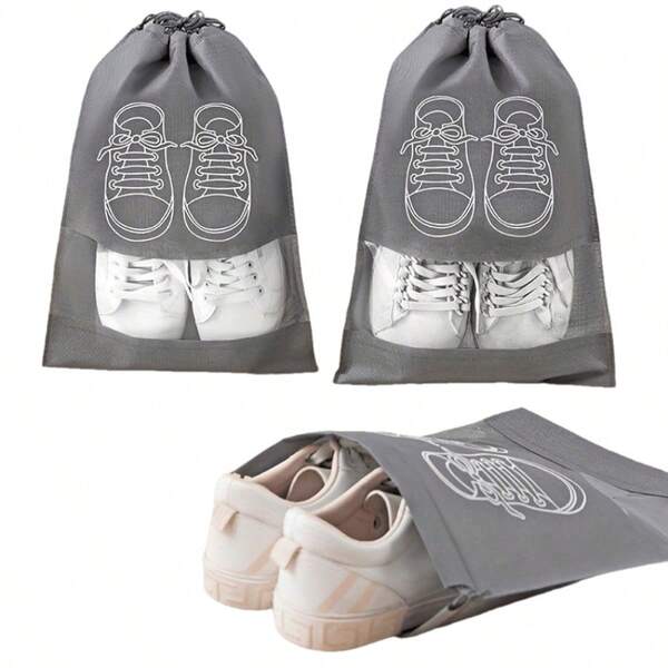 10-Pack Shoe Storage Bags With Transparent Window, Drawstring Closure, Space-Saving Design, Ideal For Travel & Home Organization Bags