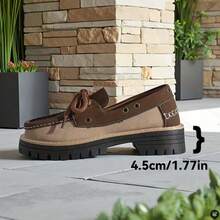 Mocasines casuales para mujer, estilo bohemio gótico, suela blanda deslizante, livianos y cómodos zapatos casuales, cordones de estilo clásico de punta redonda, elegantes, uso interior y exterior, adecuados para todas las estaciones - Café integral - Ver 7