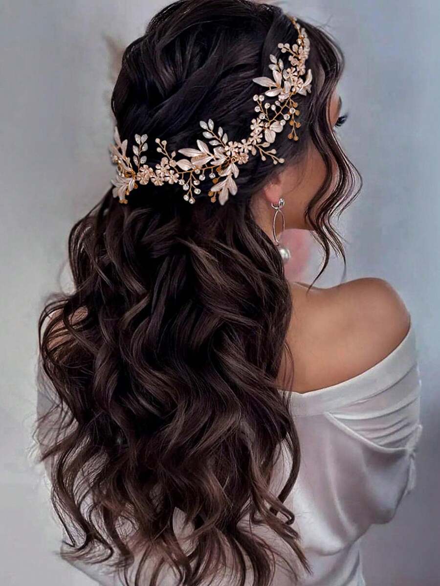 1 pièce Serre-tête/Accessoire pour cheveux tressé à la main de couleur argent, convient pour les mariages et les fêtes