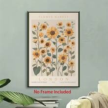 1 Stück Leinwandposter mit Blumen-Markt-Motiv, Londoner Poster-Kunst, Sonnenblumen Wanddekoration, vintage Blumen-Kunstwerk, Ausstellungswand-Dekoration, abstrakte botanische Raum-Dekoration Geschenk-Poster, ungerahmt - Verschiedenfarbig - Übersicht 4