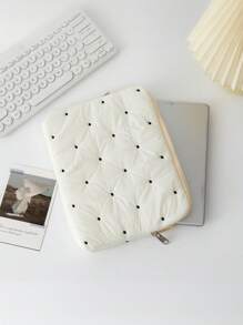1 Stück neue bestickter Polka-Punkt Laptoptasche, Tablettasche, Innentasche und neue Notebookspeicher Innentasche. Sie zeichnet sich durch einen modischen, schlichten und frischen Stil mit einem bestickten Polka-Punkt-Design aus, was sie zu einer ausgezeichneten Wahl für Tablet-Nutzer macht. Laptoptasche für Frauen MacBook Hülle College-Essentials Schulanfang Laptophülle