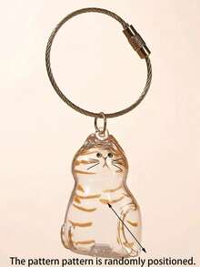 1pc Cute Cartoon Cat Keychain - Clear Oval Keychain Bag Ornament, Suitable For Cat Lovers And Pet Owners Battery-Free Gifts School Car Accessories Goth Y2k - Multicolor - View 16