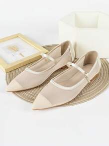 1 Pair New Summer Fashion Pointed Toe High Heel Shoes, Comfortable Casual Outdoor Flats For Teenage Girls & Students, Plus Size Pointed Toe Leather Shoes, Suitable For Wedding