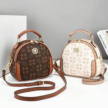 Women Shoulder Bags - 方塊料-咖拼土黃 - 查看 1