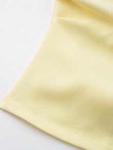 Women's Butter Yellow Ruched Bandeau Sleeveless Top, Elegant For Summer - Yellow - View 4