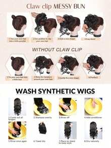 Synthetic Water Ripple Long Curly Hair Rose Claw Clip Ponytail Extension 18inch Heat-Resistant Ponytail Wig Naturally Fluffy Increases Hair Volume Banana Claw Clip Temperament Waterfall Ponytail Suitable For Women's Daily Parties - Multicolor - View 10