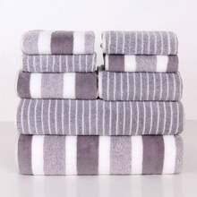 8pcs Coral Fleece Towel Set, Including Bath Towel, Hand Towel, Face Towel, Suitable For Home Use, Absorbent And Thick, Customizable Labels Available - Multicolor - View 7