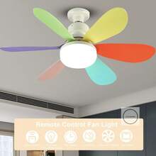 Ceiling Fan With Remote Control, 3-Color Lights, 3 Speeds, With Timer Function, For Kitchen/Bathroom/Bedroom - Nhiều màu - Xem 6
