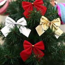 24 Buah Hiasan Pita Natal Kain Klasik - Tanpa Bulu, Tanpa Listrik, Cocok untuk Pita Gantung Pernikahan - Pita Payet Berkilau untuk Dekorasi Pohon Natal, Karangan Bunga Meriah, dan Dekorasi Kado - MultiWarna - View 5