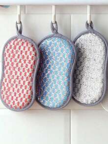 10 件彩色厨房超细纤维海绵，可重复使用双面不锈钢清洁垫，适用于锅具和炉灶的柔软清洁刷，款式和颜色随机