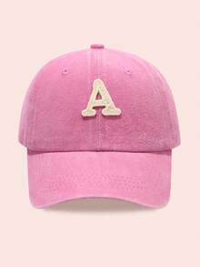 1 件男女字母印花水洗棒球帽，适合户外活动和日常佩戴的太阳帽，防晒 - 粉色 - 查看 12
