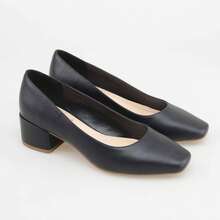 Simple And Fashionable Mid - Heel Women's Square - Toe Block - Heel Single Shoes,Versatile, Elegant And Comfortable, Essential For Various Occasions - màu đen - Xem 3