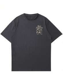 GRDR 男士可爱字母印花短袖T恤，适合夏季穿着，引领时尚潮流 - 深灰色 - 查看 7