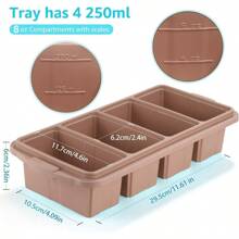 Silicone Freezer Tray With Lid - Silicone Freezer Food Molds- Large Ice Cube Tray,Silicone Freezer Container,Freeze & Store Soup, Sauce, Broth,Leftovers - Makes 4 Perfect 1 Cup