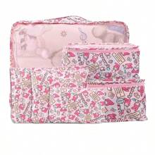 Sanrio 6pcs Travel Packing Cubes, Luggage Organizer Bags, Underwear & Shoes Storage Bags, Cartoon Series Organizer Set For Clothes And Shoes, Mesh And Solid Compartments, Suitable For Suitcase Packing And Wardrobe Organization, Great For Travel - Multicolor - View 12