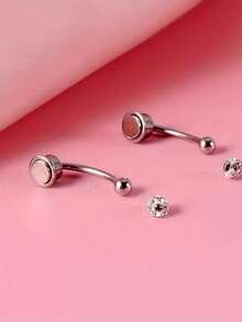 1pc Fashion Rhinestone Decor Nose Ring For Women For Daily Decoration - Bạc - Xem 3