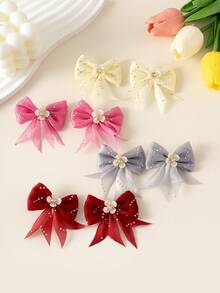 8 pièces/10 pièces Sets de pinces à cheveux élégantes et mignonnes en mousseline de soie avec nœud papillon, barrettes de cheveux minimalistes à la mode avec design de fleurs en strass brillant, convenant aux étudiantes, aux fêtes, à l'usage quotidien, pinces à cheveux, pinces à cheveux, épingles à cheveux, pinces à cheveux alligator, fournitures scolaires, accessoires nœud