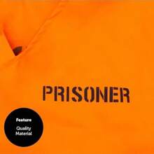 1 Set Adult Cosplay Costume, Prison Convict Outfit Halloween - Orange - View 3