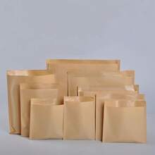 100 Oil Resistant Kraft Paper Bag, Five Sizes, Square, Suitable For Hamburgers, Sandwiches, French Fries, Snacks, Popcorn And Small Gifts, Birthdays, Weddings, Parties, Festivals, Candy And Cookie Gift Packaging Bags, Stores, Shopping Malls