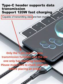 三合一尼龙编织 USB 充电线，通用快速充电 USB 转 Lightning/Type-C/Micro USB 连接线，1.2 米充电线兼容数据传输，但 2 米线长。兼容 15/16/17、Type-C 手机、安卓手机。兼容三星、小米、Vivo，通用数据线 - 彩色 - 查看 6