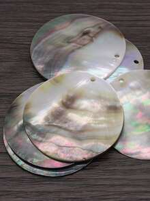 10件，天然贝壳圆珠吊坠，男女皆宜，可制作耳环、项链、手链、发饰、脚链、发夹。可用作手机壳、钥匙扣装饰。可用作护身符、装饰品。打造独特魅力的珠宝。DIY装饰配件。手工珠宝珠饰。返校季。珠子