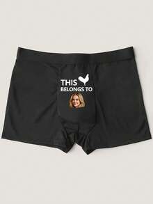 Customized Portrait Men's Sexy Graphic Print Breathable Boxer Briefs - Black - View 2