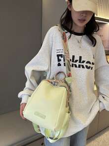 女士新款纯色软皮高端双肩包，时尚优雅牛津布经典双肩包