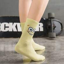 SPONGEBOB 1/3/5/10双装 女士海绵宝宝印花休闲短袜，趣味卡通图案，透气吸湿低帮，适合夏季日常穿着 - 彩色 - 查看 4