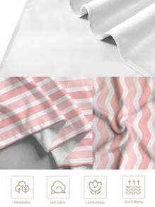 1pc Simple Line Pattern Beach Towel, Multi-Size Soft Absorbent Striped Beach Towel, Suitable For Travel, Vacation, Sport, Bathroom, Pool And Camping, Modern Knitted Travel Towel With Strong Water Absorption - Pink - View 11