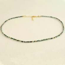 1 件小串珠项链非洲绿松石水晶项链宝石精致项链串珠多层项链女士礼物