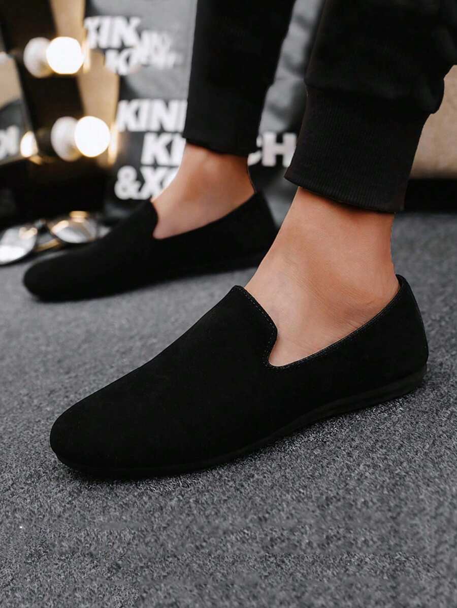 男士乐福鞋 新款休闲鞋 百搭莫卡辛鞋 一脚蹬渔夫鞋 宽松鞋 平底船鞋 男鞋 黑色正装鞋 休闲鞋 平底鞋（鞋型偏小偏窄，请选购大两码）