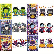 12/24pcs Halloween Stickers, Pumpkin, Witch, Bat, Werewolf, Skeleton, Ghost Stickers For DIY, Costume, Holiday Party Decoration