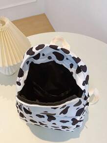 1个经典基础款大容量背包，适合返校季，带笔记本电脑隔层，时尚多功能背包，通体奶牛纹图案，优质尼龙材质，可调节肩带 - 白色 - 查看 6