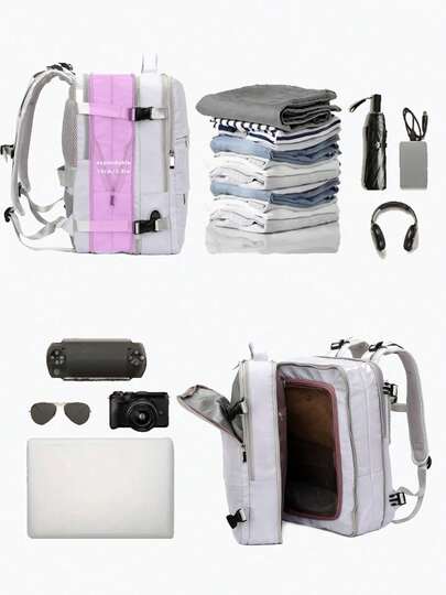 Myco Uitbreidbare rugzak met hoge capaciteit, goedgekeurde handbagage voor korte reizen, reistas geschikt voor een 15,6-inch laptop, Easy Jet 45*36*20 cm handbagageformaat, cadeau voor opening van school.