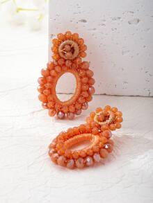 1 Cặp 25 Bông tai thiết kế hình học bằng thủy tinh kiểu Bohemian mới dành cho phụ nữ, phù hợp để đeo hàng ngày, tiệc tùng, ngày lễ - bông tai đính cườm - Xem 13