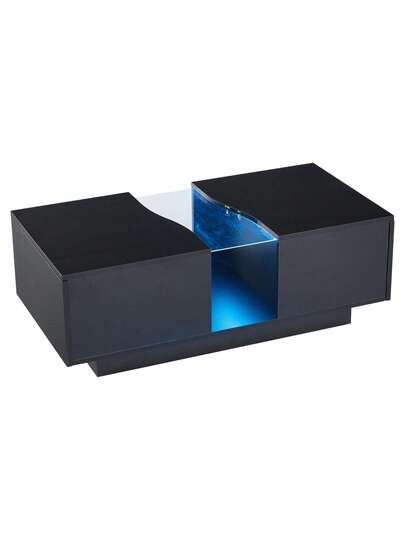 Sairedel Moderne LED Coffee Tafel Drawers 100 50 35 Cm, Wit High Gloss Side Verlichting Acrylic Top, MDF Living Room, Bedroom view 9