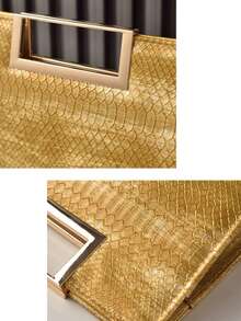 2025 Classic Leather Dinner Bag Lady Clutch Crocodile PU Bag Party Lady Bag - Gold - View 4