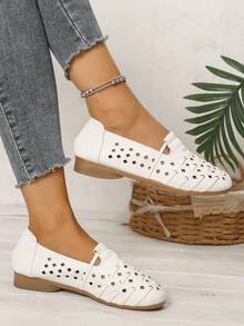 النساء صندل نعال مسطحة أنيقة بوهيمية مريحة وقابلة للتنفس ، أحذية نسائية ذات لون أحادي