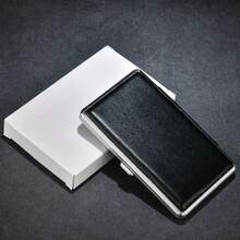 1pc Premium Leather Texture Cigarette Case, Flip-Top Metal Lightweight Design Fits 20 Regular Cigarettes, Personalized Luxury Smoking Accessory For Men, Gifts - Black - View 7