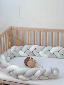 1pc 3-Strand Braided Baby Crib Bumper, Newborn Anti-Collision Soft Pad Nursery Room Decor, Crib Braided Guardrail Cushion, Soft & Thick Collision Pad Decorative Strip, Suitable For Cradle, Changing Table, Stroller, Crib Set