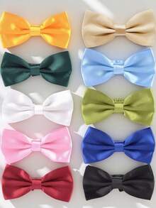 1pc Men's Polyester Solid Dual-Layer Bow Tie