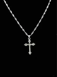 Elegant Cross Necklace With Cubic Zirconia – Minimalist Collarbone Chain | Sparkling Zirconia Inlay, Perfect For Daily Wear & Ideal Gift For Back-To-School, Halloween, Christmas, Valentine's Day & More
