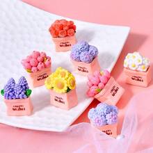 【数量】件 迷你玫瑰雏菊树脂盆栽，创意逼真花束，微景观装饰，DIY配件，清新简约汽车内饰装饰，娃娃屋场景摆件，小礼物 - 彩色 - 查看 10