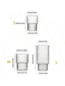 1 件 200ml/300ml/400ml 透明竖纹玻璃咖啡杯牛奶杯果汁杯冰淇淋杯适用于派对、家庭、咖啡厅、餐厅 - 無色 - 查看 2