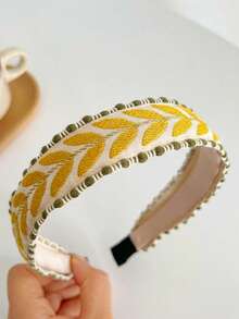 1 Peça Faixa de Cabelo Boêmia com Estampa de Folha, Verão, Tiara, Acessório de Cabelo, Acessórios para Cabeça Feminina - Multicolorido - Visão 9