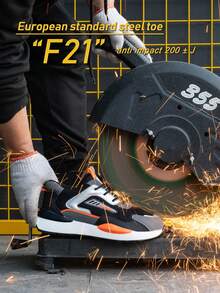 Men's Summer Breathable Steel Toe Work Safety Shoes - Anti-Smash, Anti-Puncture, Comfortable, Anti-Odor, For Construction Sites - Grey - View 5