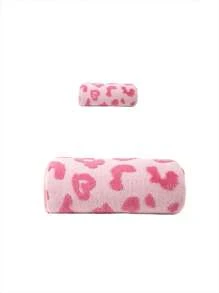 Joivida 1pc Pink Towel With Jacquard Letter & Heart Pattern, Polyester Rectangular 70*140cm Or Kitchen/Face/Hand Towel 34*75cm Or 34*34cm Small Towel, Suitable For Men, Women, Couples, Family, All Seasons, Quick Drying, Absorbent, Soft, For Bathroom, Hotel, Gym, Holiday Gifts, Parties, Beach, Outdoor, Travel